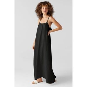 Sol Angeles Black Gauze‎ Maxi Dress Spaghetti Straps Tie Back XS S